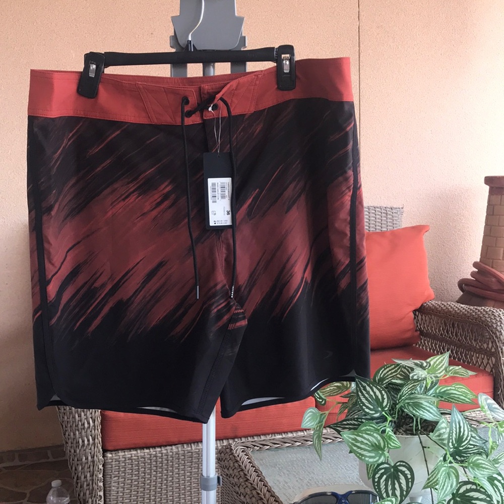 Oakley Red and Black Men's Swim Trunks